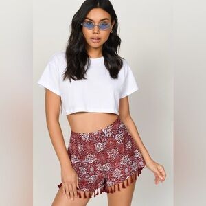 Women's Tobi Lana Tassel Patterned Shorts Large